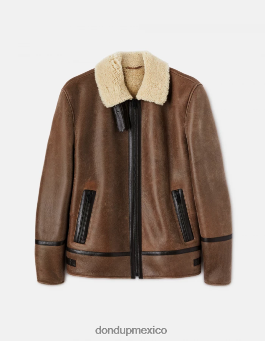 marrón DONDUP hombres abrigo regular fit de piel de oveja vestir D0VXD902