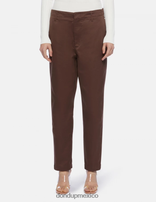 marrón DONDUP mujer pantalones janis carrot fit de algodón vestir D0VXD159