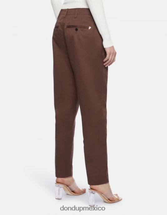 marrón DONDUP mujer pantalones janis carrot fit de algodón vestir D0VXD159