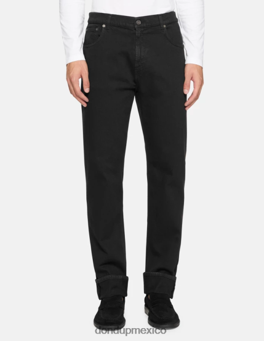 negro DONDUP hombres Vaqueros Ervin holgados de 34 pulgadas en denim elástico Bull vestir D0VXD584