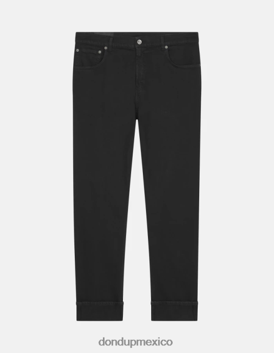 negro DONDUP hombres Vaqueros Ervin holgados de 34 pulgadas en denim elástico Bull vestir D0VXD584