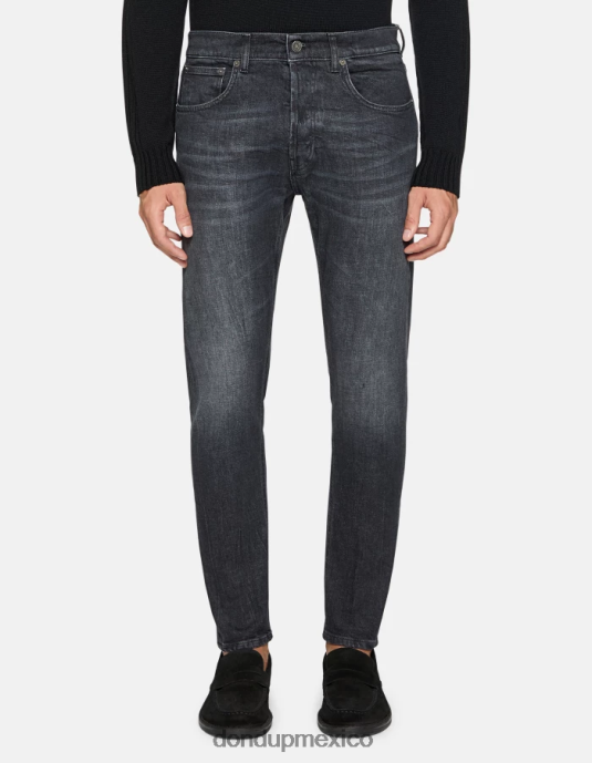 negro DONDUP hombres Vaqueros dian carrot fit en denim elástico vestir D0VXD555