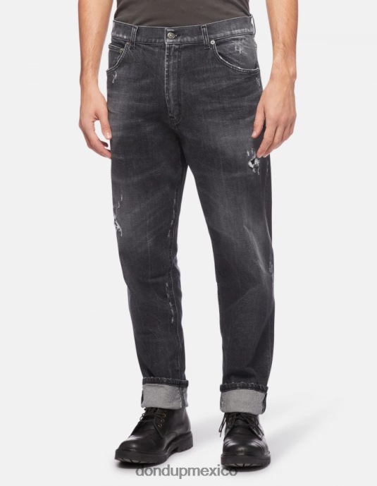 negro DONDUP hombres Vaqueros paco holgados en denim elástico vestir D0VXD596