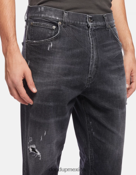 negro DONDUP hombres Vaqueros paco holgados en denim elástico vestir D0VXD596