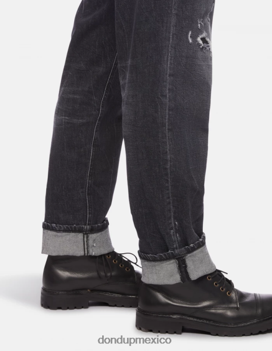 negro DONDUP hombres Vaqueros paco holgados en denim elástico vestir D0VXD596