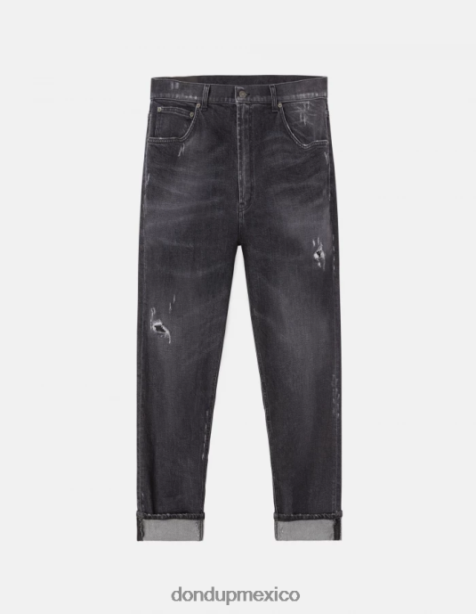 negro DONDUP hombres Vaqueros paco holgados en denim elástico vestir D0VXD596