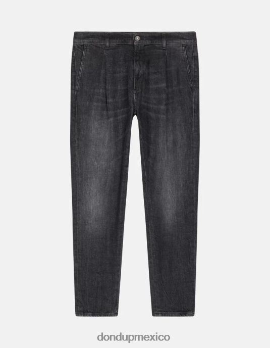 negro DONDUP hombres Vaqueros paul carrot fit en denim elástico vestir D0VXD610