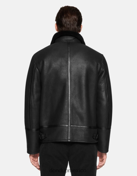 negro DONDUP hombres abrigo regular fit de piel de oveja vestir D0VXD901