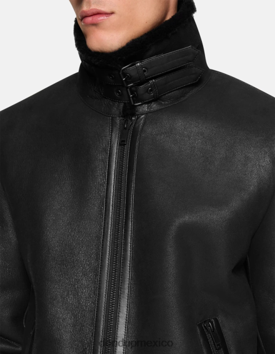 negro DONDUP hombres abrigo regular fit de piel de oveja vestir D0VXD901