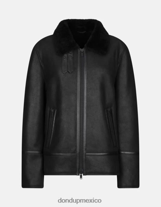 negro DONDUP hombres abrigo regular fit de piel de oveja vestir D0VXD901