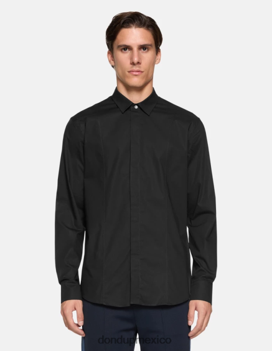 negro DONDUP hombres camisa de popelina slim vestir D0VXD854