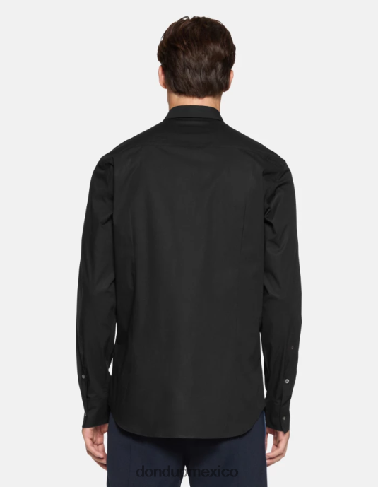 negro DONDUP hombres camisa de popelina slim vestir D0VXD854