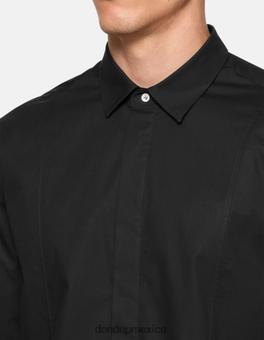 negro DONDUP hombres camisa de popelina slim vestir D0VXD854