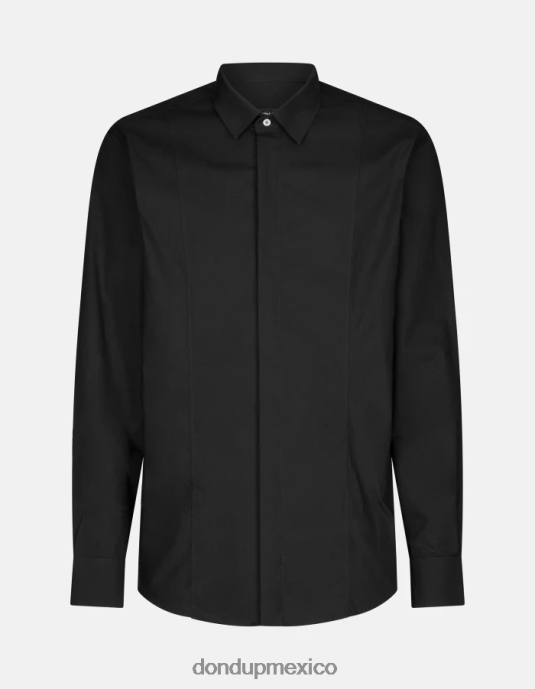 negro DONDUP hombres camisa de popelina slim vestir D0VXD854