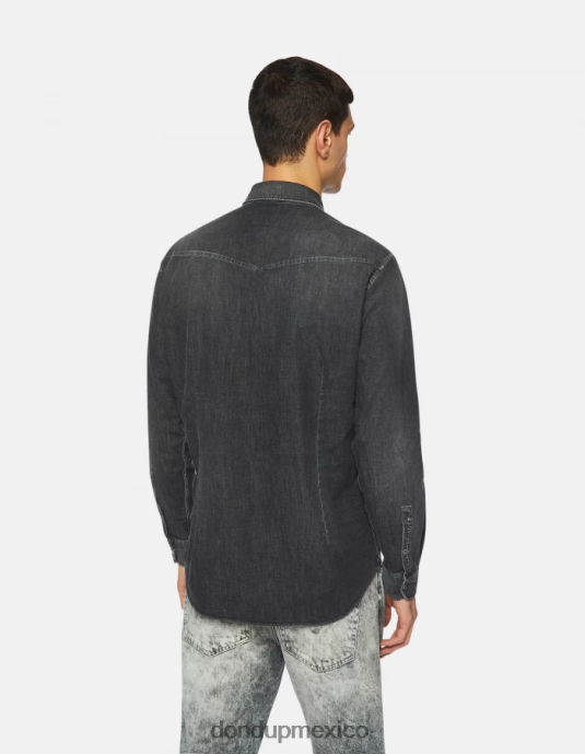 negro DONDUP hombres camisa vaquera slim estilo western vestir D0VXD859