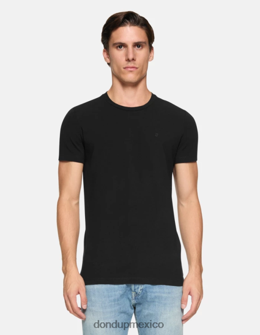 negro DONDUP hombres camiseta ajustada de punto vestir D0VXD791