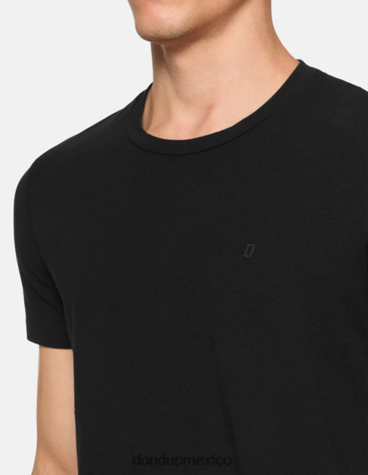 negro DONDUP hombres camiseta ajustada de punto vestir D0VXD791