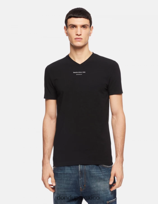 negro DONDUP hombres camiseta ajustada de punto vestir D0VXD811
