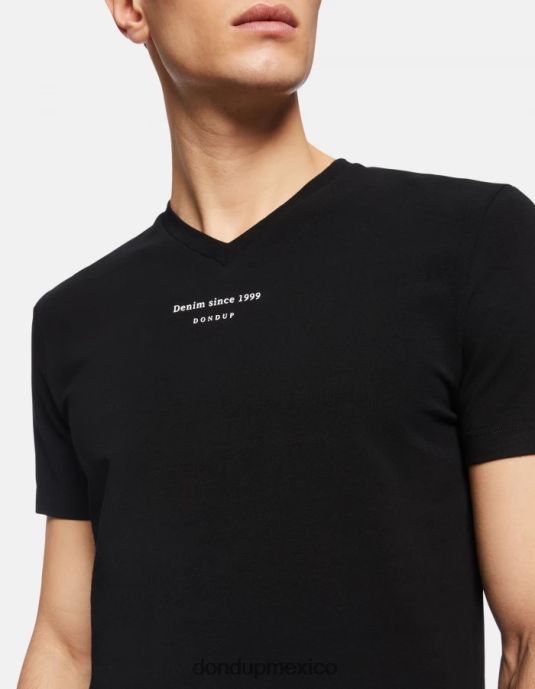 negro DONDUP hombres camiseta ajustada de punto vestir D0VXD811
