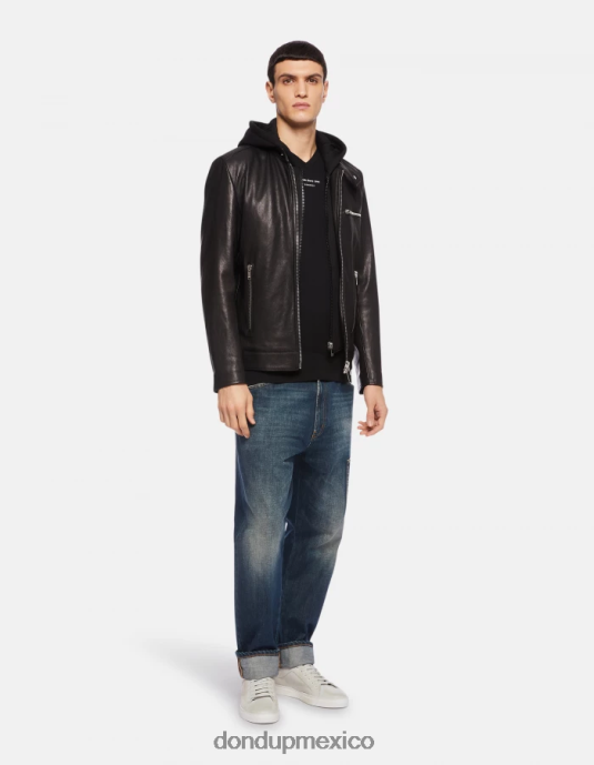 negro DONDUP hombres camiseta ajustada de punto vestir D0VXD811