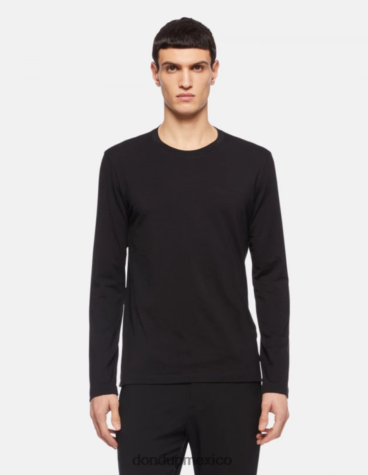 negro DONDUP hombres camiseta regular fit de lana y seda vestir D0VXD801