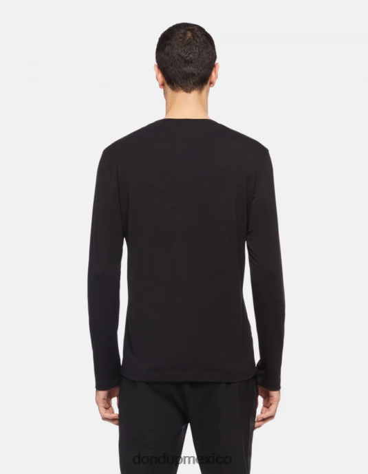 negro DONDUP hombres camiseta regular fit de lana y seda vestir D0VXD801