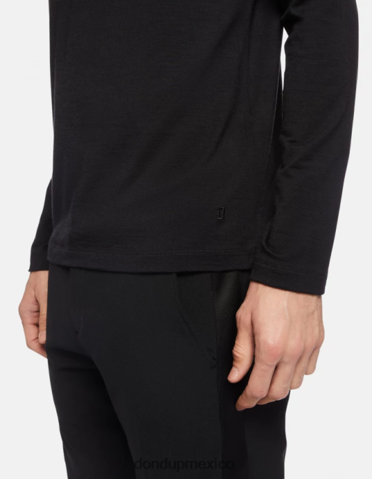 negro DONDUP hombres camiseta regular fit de lana y seda vestir D0VXD801
