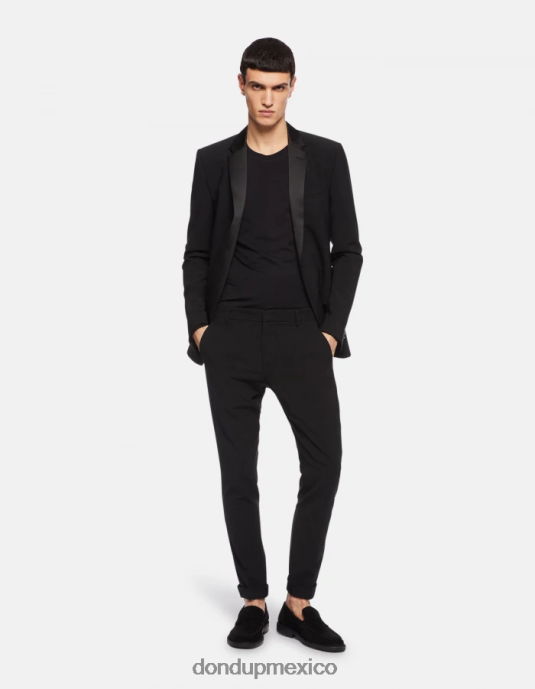 negro DONDUP hombres camiseta regular fit de lana y seda vestir D0VXD801