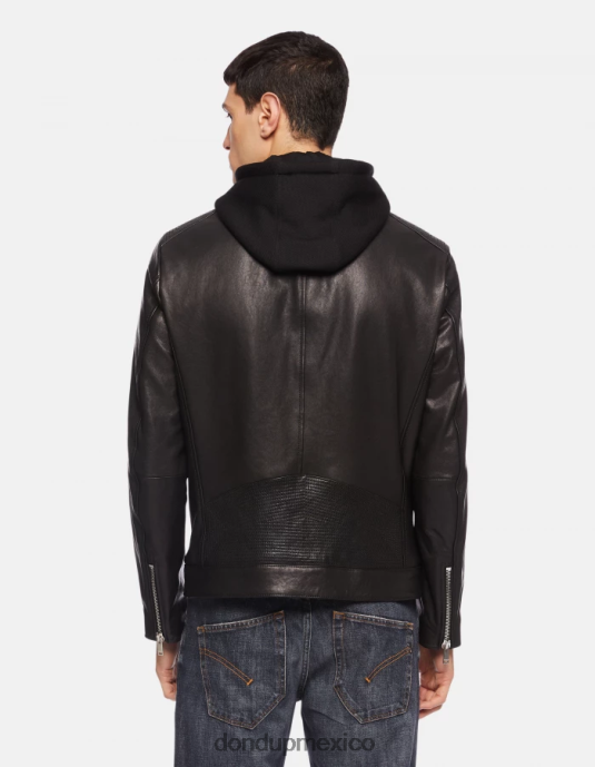 negro DONDUP hombres chaqueta biker ajustada de napa vestir D0VXD915