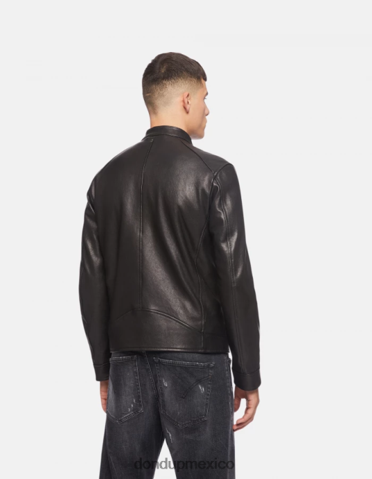 negro DONDUP hombres chaqueta biker ajustada de napa vestir D0VXD916