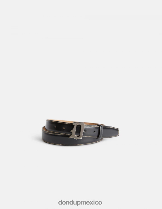 negro DONDUP hombres cinturón de cuero cosido accesorios D0VXD1014