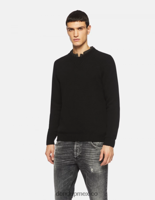 negro DONDUP hombres jersey de lana con cuello redondo vestir D0VXD884