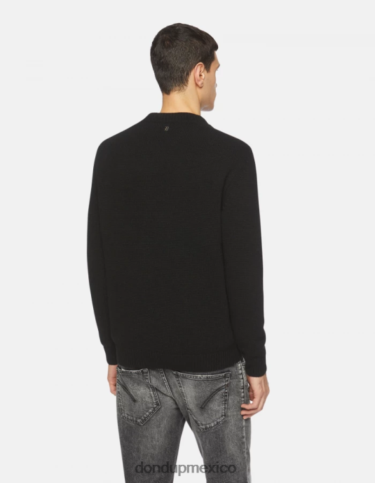 negro DONDUP hombres jersey de lana con cuello redondo vestir D0VXD884