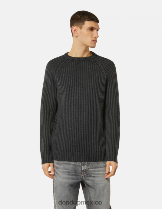 negro DONDUP hombres jersey de lana con cuello redondo vestir D0VXD885