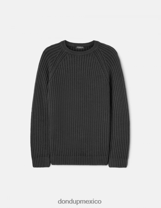 negro DONDUP hombres jersey de lana con cuello redondo vestir D0VXD885