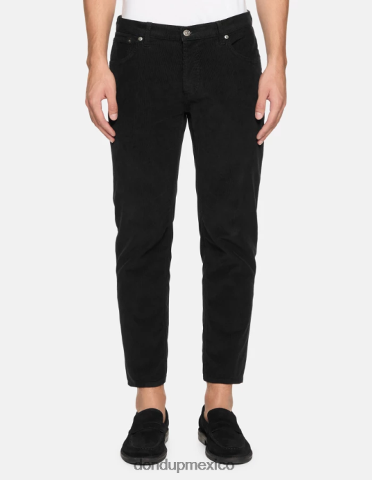 negro DONDUP hombres pantalones Brighton de terciopelo carrot-fit vestir D0VXD570