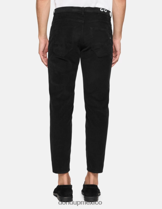 negro DONDUP hombres pantalones Brighton de terciopelo carrot-fit vestir D0VXD570