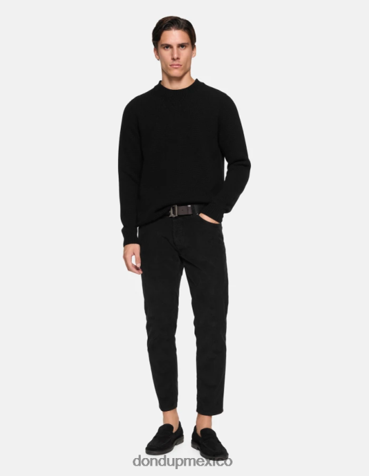 negro DONDUP hombres pantalones Brighton de terciopelo carrot-fit vestir D0VXD570
