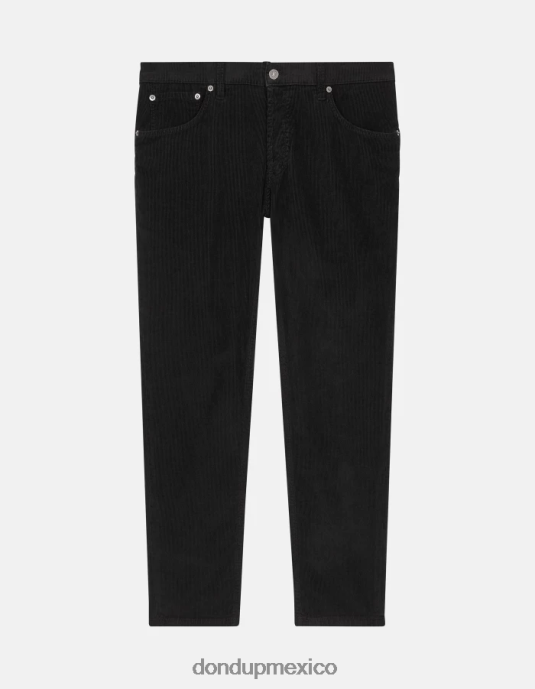 negro DONDUP hombres pantalones Brighton de terciopelo carrot-fit vestir D0VXD570
