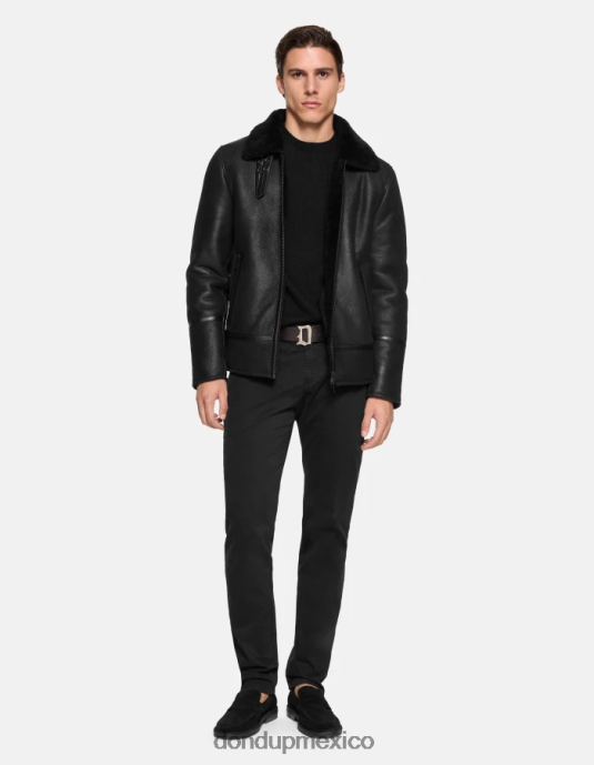 negro DONDUP hombres pantalones Spiritissimo de algodón regular fit vestir D0VXD755