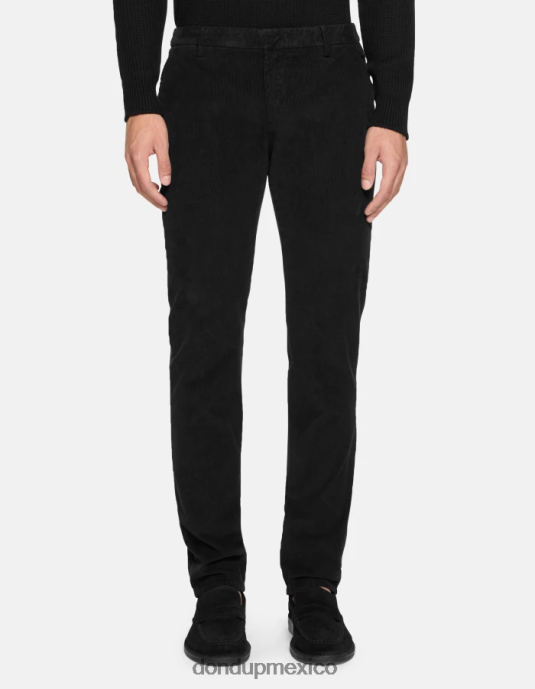 negro DONDUP hombres pantalones Spiritissimo de terciopelo regular fit vestir D0VXD721