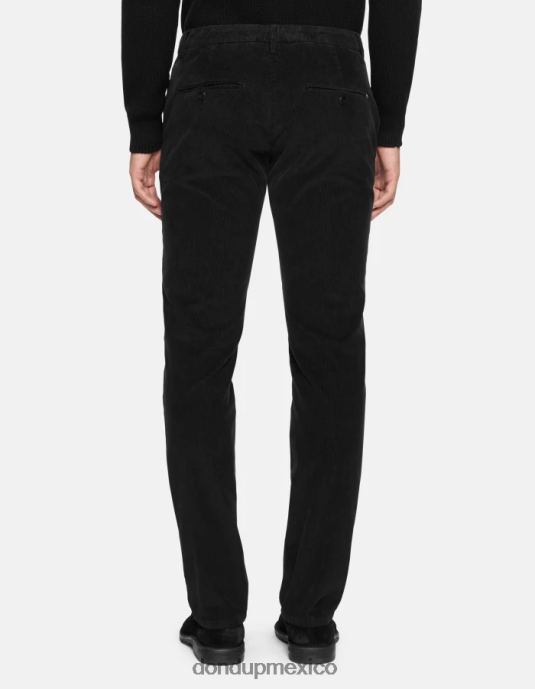 negro DONDUP hombres pantalones Spiritissimo de terciopelo regular fit vestir D0VXD721
