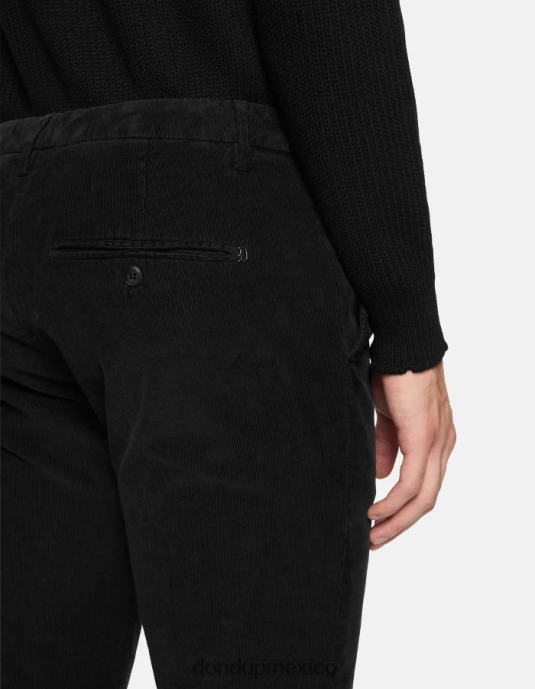 negro DONDUP hombres pantalones Spiritissimo de terciopelo regular fit vestir D0VXD721