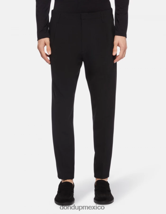 negro DONDUP hombres pantalones ben carrot fit de lana vestir D0VXD706