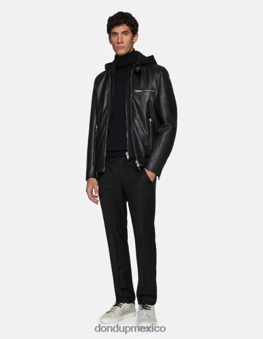 negro DONDUP hombres pantalones gaubert de franela slim vestir D0VXD787