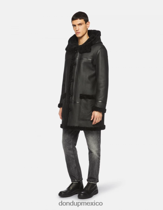 negro DONDUP hombres parka de borrego con botonadura sencilla vestir D0VXD919