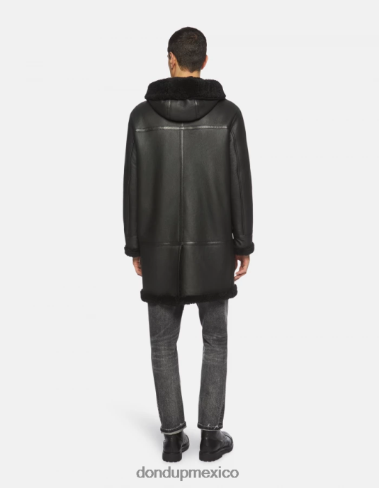 negro DONDUP hombres parka de borrego con botonadura sencilla vestir D0VXD919