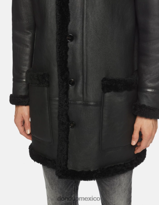 negro DONDUP hombres parka de borrego con botonadura sencilla vestir D0VXD919