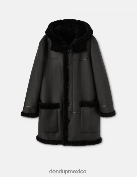 negro DONDUP hombres parka de borrego con botonadura sencilla vestir D0VXD919