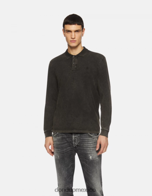 negro DONDUP hombres polo de corte regular de punto vestir D0VXD803